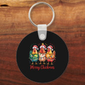Merry Chickmas Christmas Chicken Santa Hat Chicken Sleutelhanger (Voorkant)