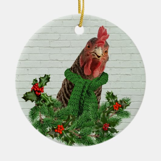 Merry Chickmas Keramisch Ornament (Voorkant)
