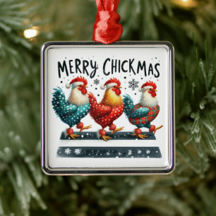 Merry Chickmas Metalen Ornament