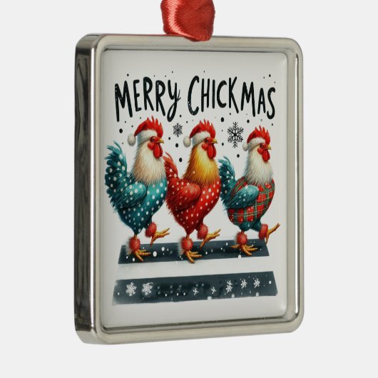 Merry Chickmas Metalen Ornament (Rechts)