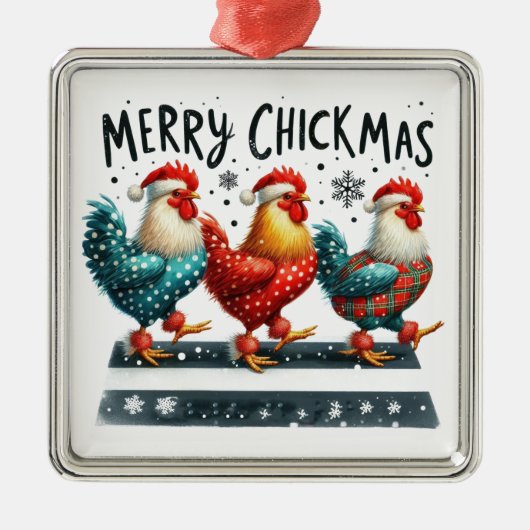 Merry Chickmas Metalen Ornament (Voorkant)