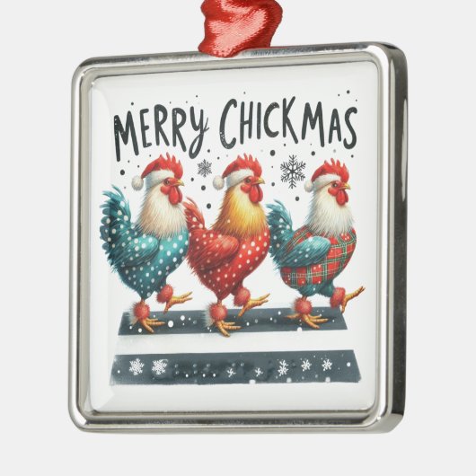 Merry Chickmas Metalen Ornament (Links)