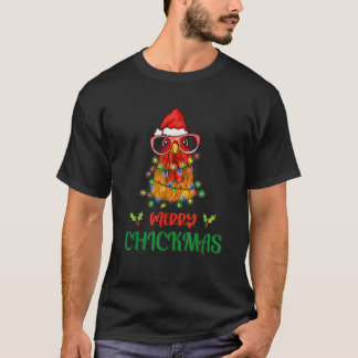 Merry Chickmas Ornament Lights Chicken Farmer chri T-shirt