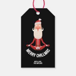 Merry Chillmas Meditating Zen Santa Holiday Cadeaulabel