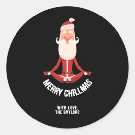 Merry Chillmas Meditating Zen Santa Holiday Ronde Sticker