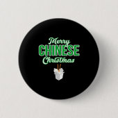Merry Chinese Christmas Xmas Funny Restaurant Take Ronde Button 5,7 Cm (Voorkant)
