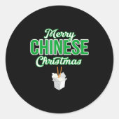Merry Chinese Christmas Xmas Funny Restaurant Take Ronde Sticker (Voorkant)