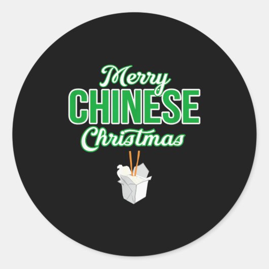 Merry Chinese Christmas Xmas Funny Restaurant Take Ronde Sticker (Voorkant)