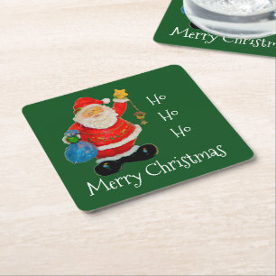 Merry Chirstmas met Santa Beverage Coasters Kartonnen Onderzetters