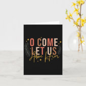 Merry Chirstmas O Come Let Us Adore Him Jesus Chri Kaart (Gele Bloem)