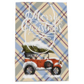 Merry Chirstmas schattige schotel met rode vrachtw Medium Cadeauzakje (Voorkant)