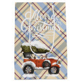 Merry Chirstmas schattige schotel met rode vrachtw Medium Cadeauzakje (Achterkant)