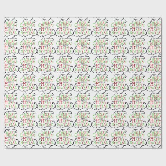 Merry Chistmas Happy New Year Wrapping Paper Cadeaupapier (Vlak)