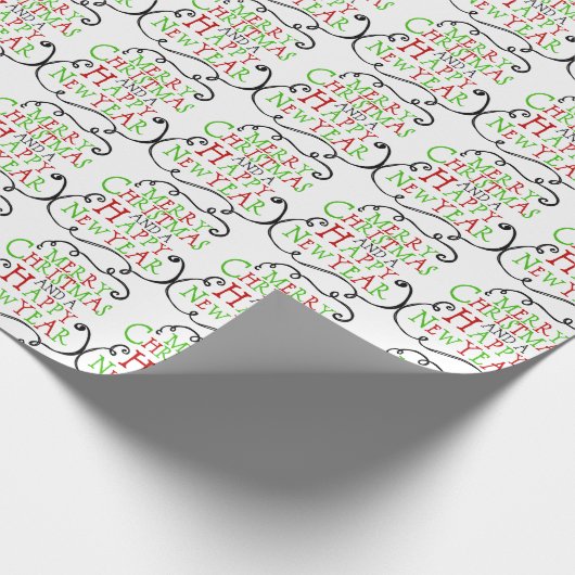 Merry Chistmas Happy New Year Wrapping Paper Cadeaupapier (Hoek)