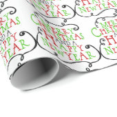 Merry Chistmas Happy New Year Wrapping Paper Cadeaupapier (Rol Hoek)