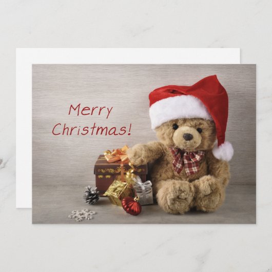 Merry Chistmas Teddy Bear Feestdagenkaart (Voorkant / Achterkant)
