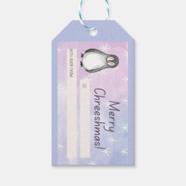 Merry Chreeshmas Penguin Cadeaulabel