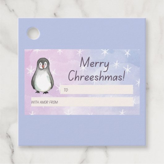 Merry Chreeshmas Penguin Gift Bedankjes Labels (Voorkant)