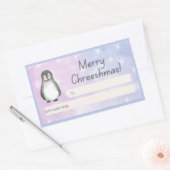 Merry Chreeshmas Penguin Gift Rechthoekige Sticker (Envelop)