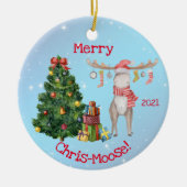 Merry Chris-Moose en Polar Beer Kerstmis Keramisch Ornament (Voorkant)