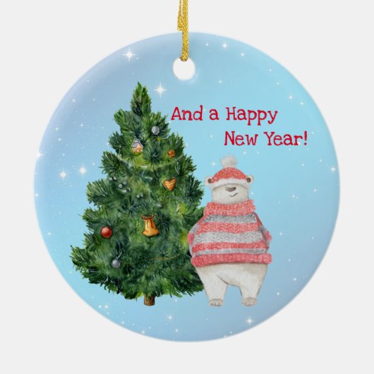 Merry Chris-Moose en Polar Beer Kerstmis Keramisch Ornament (Achterkant)