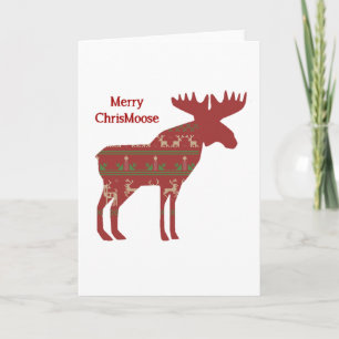 Merry Chris Moose Funny Kerstmis Moose Animal Art Feestdagen Kaart
