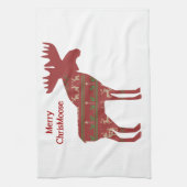 Merry Chris Moose Funny Kerstmis Moose Animal Art Theedoek (Verticaal)