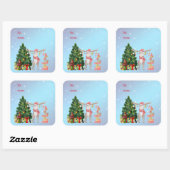 Merry Chris-Moose, kerstboom, feestcadeaus S Vierkante Sticker (Vel)