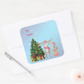Merry Chris-Moose, kerstboom, feestcadeaus S Vierkante Sticker (Envelop)