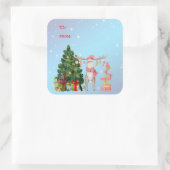 Merry Chris-Moose, kerstboom, feestcadeaus S Vierkante Sticker (Tas)