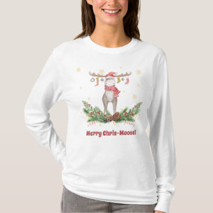 Merry Chris-Moose met Stockings op zijn strijders T-shirt