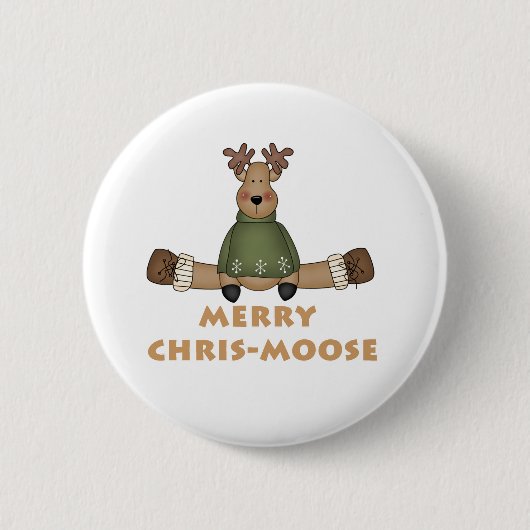 Merry Chris-Moose Ronde Button 5,7 Cm (Voorkant)