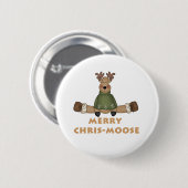 Merry Chris-Moose Ronde Button 5,7 Cm (Voorkant /achterkant)