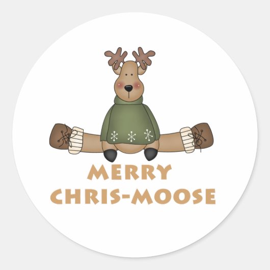 Merry Chris-Moose Ronde Sticker (Voorkant)