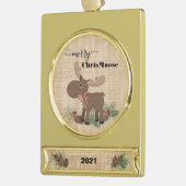 Merry Chris Moose Rustic Banner Ornament Verguld Banner Ornament (Links)
