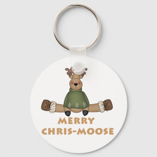 Merry Chris-Moose T-shirts en cadeautjes Sleutelhanger (Voorkant)