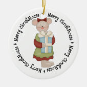 Merry Chris Mouse met Cadeau Keramisch Ornament (Voorkant)