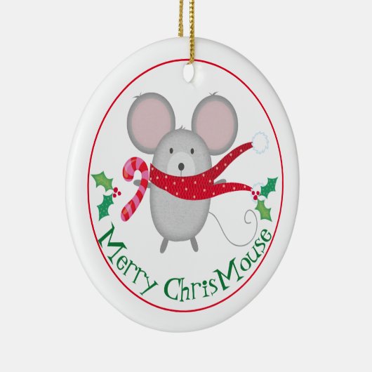 Merry Chris Mouse, vakantiemuis Keramisch Ornament (Rechts)
