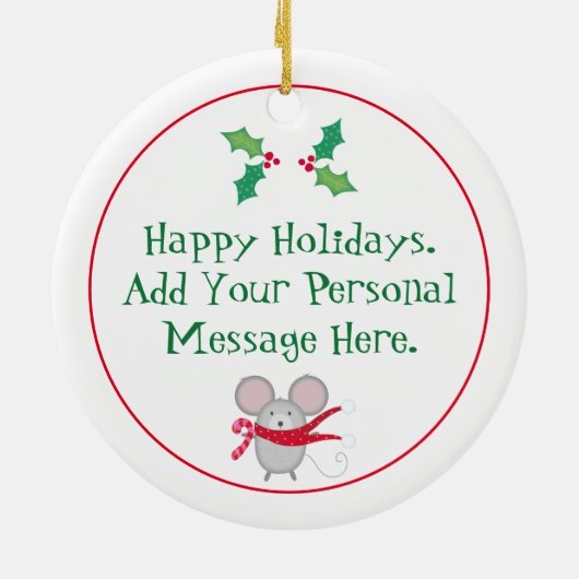 Merry Chris Mouse, vakantiemuis Keramisch Ornament (Achterkant)