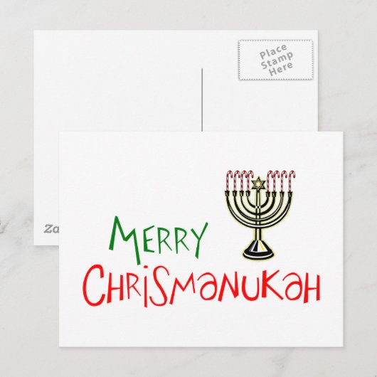Merry Chrismanukah - KerstChanukah Menorah Feestdagenkaart (Voorkant / Achterkant)