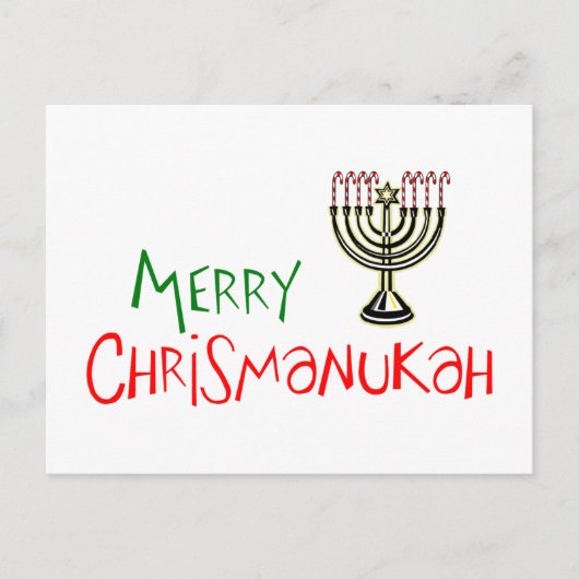 Merry Chrismanukah - KerstChanukah Menorah Feestdagenkaart (Voorkant)