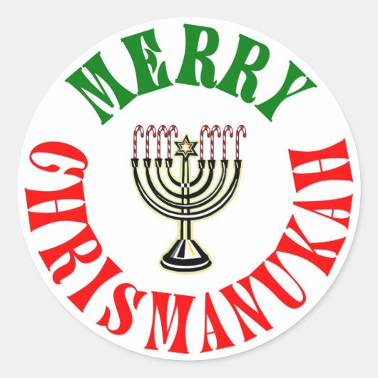 Merry Chrismanukah - KerstChanukah Menorah Ronde Sticker (Voorkant)