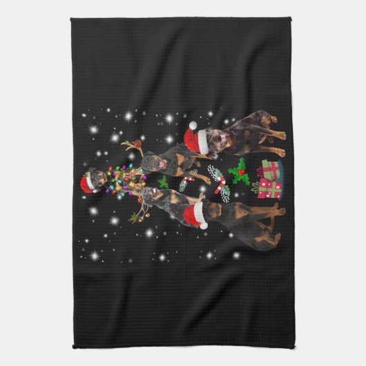 Merry chrismas mijn kleine rottweiler theedoek (Verticaal)