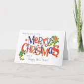 Merry Chrismas Text Based Design Holiday Card Feestdagen Kaart (Voorkant)