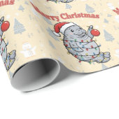 Merry Chrismiss Manatee Cute Chubby Sea Cow Xmas Cadeaupapier (Rol Hoek)