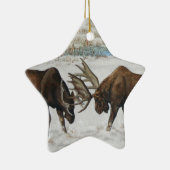 Merry Chrismoose Bull Moose Wildlife Art Keramisch Ornament (Rechts)