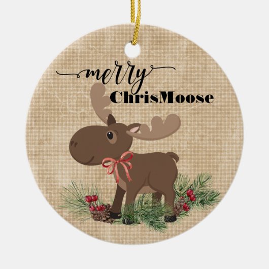 Merry ChrisMoose Keramisch Ornament (Voorkant)