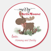 Merry ChrisMoose Personalized Ronde Sticker (Voorkant)