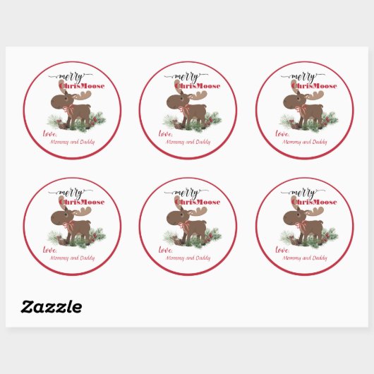 Merry ChrisMoose Personalized Ronde Sticker (Vel)