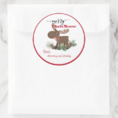 Merry ChrisMoose Personalized Ronde Sticker (Tas)